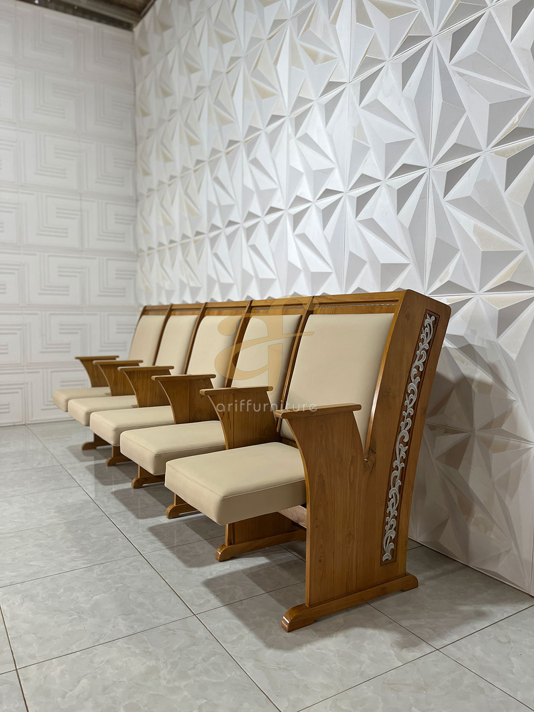 Bangku Gereja Kayu Jati Solid Klasik Minimalis - Gambar 3