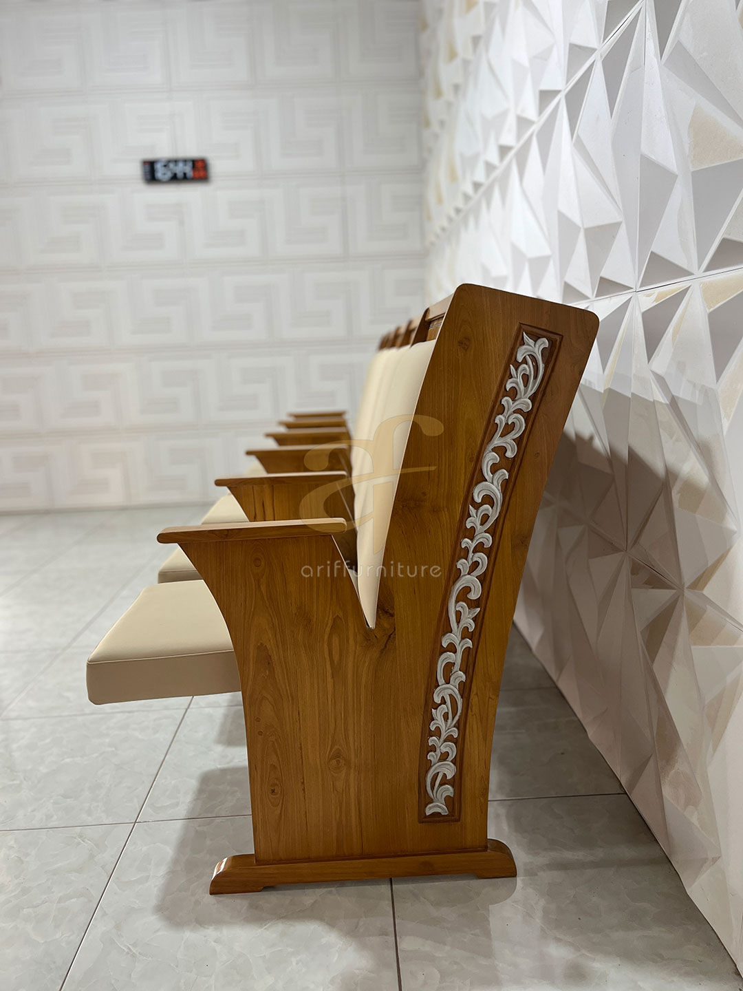 Bangku Gereja Kayu Jati Solid Klasik Minimalis - Gambar 4