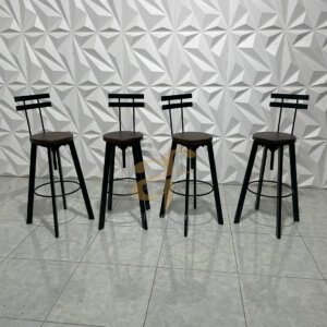 Kursi Bar Cafe Kayu Jati Kaki Besi Furniture Industrial