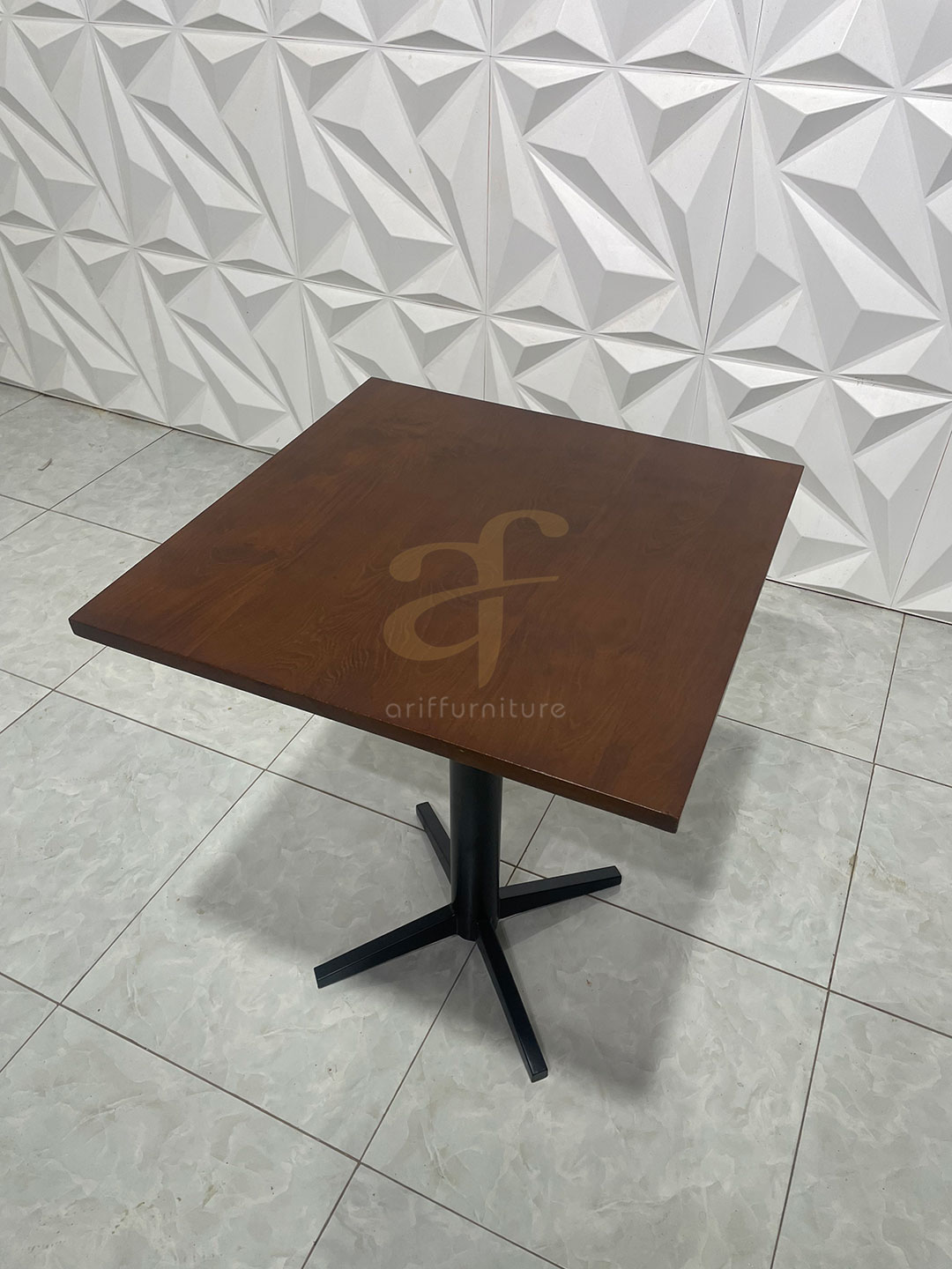 Meja Cafe Kayu Jati Kaki Besi Furniture Industrial - Gambar 2