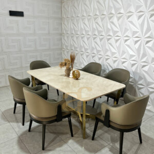 Set Meja Makan Minimalis Modern Kaki Stainless Steel