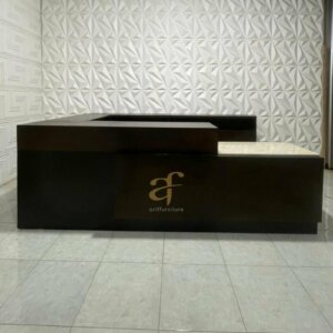 Meja Kasir Kayu Letter U Custom Model Minimalis