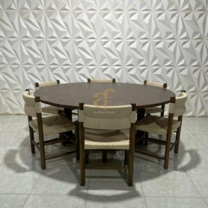 Set Kursi Cafe Minimalis Modern Kayu Jati Meja Bulat