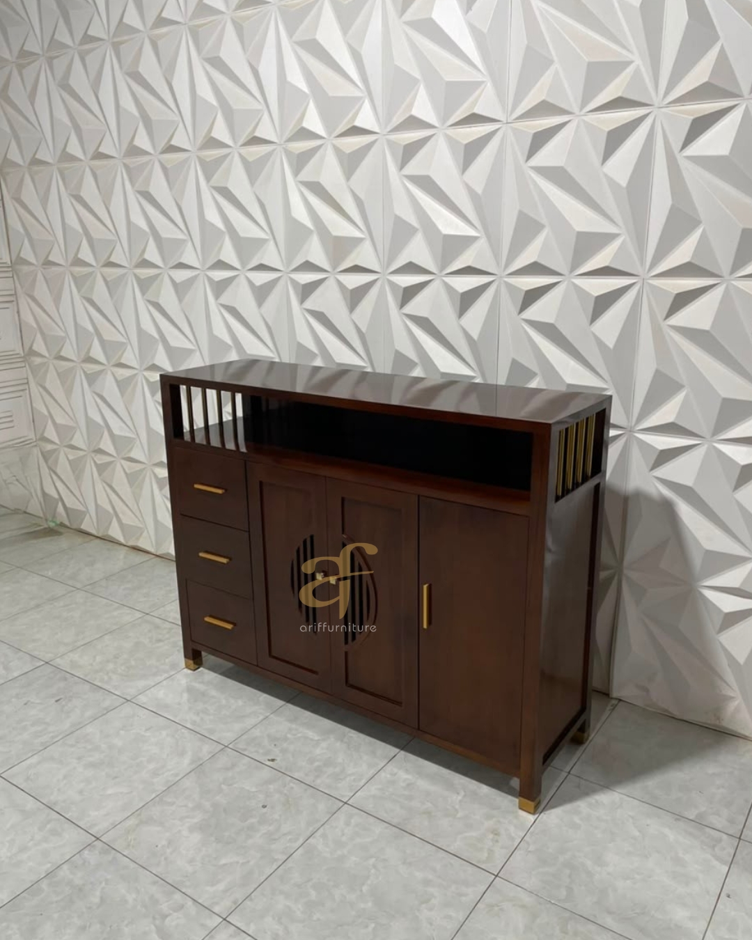 Buffet Kabinet Lemari Laci Penyimpanan Kayu Jati Vintage - Gambar 4