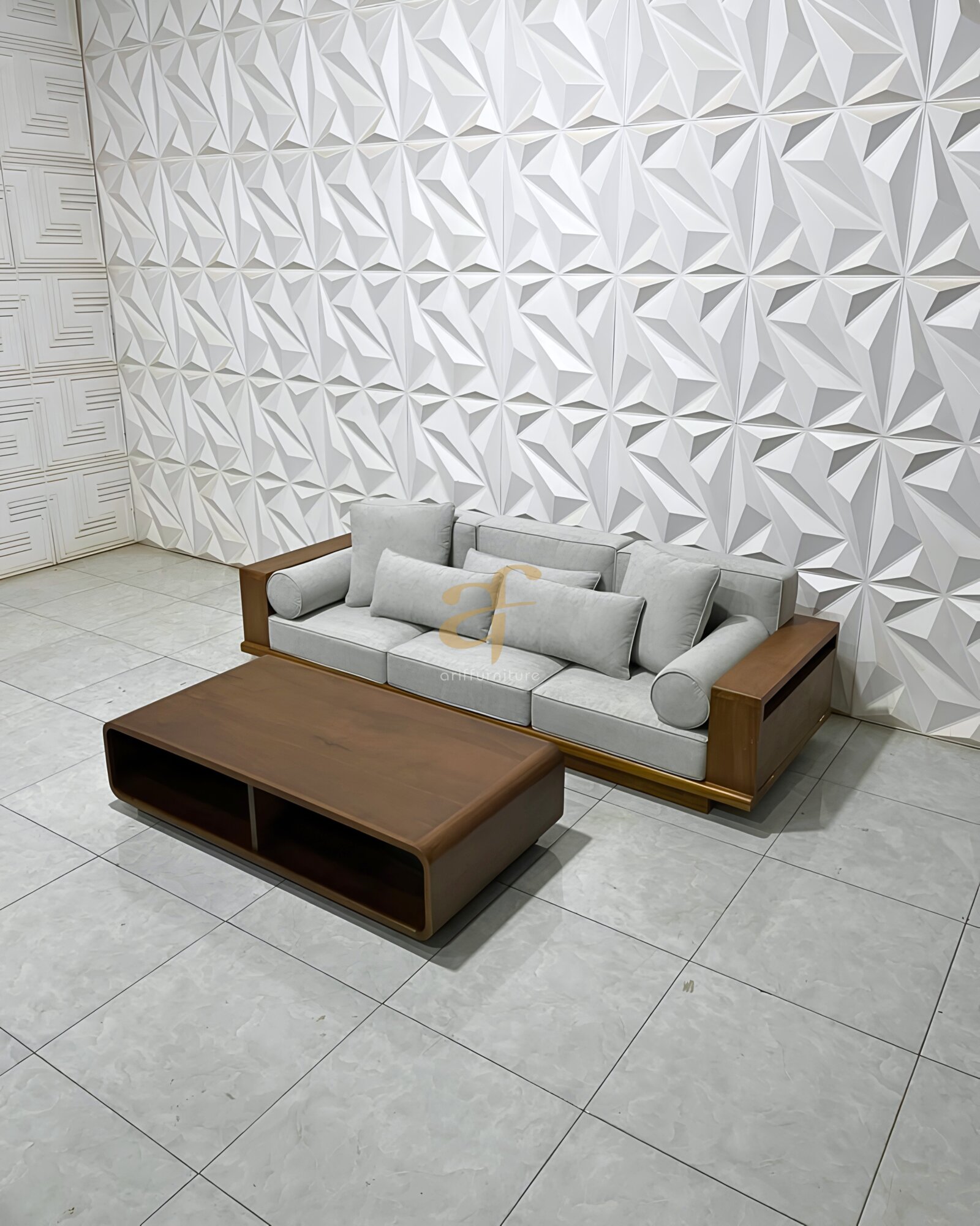 Set Bangku Sofa Kayu Jati Modern Design Minimalis 3 Dudukan - Gambar 4