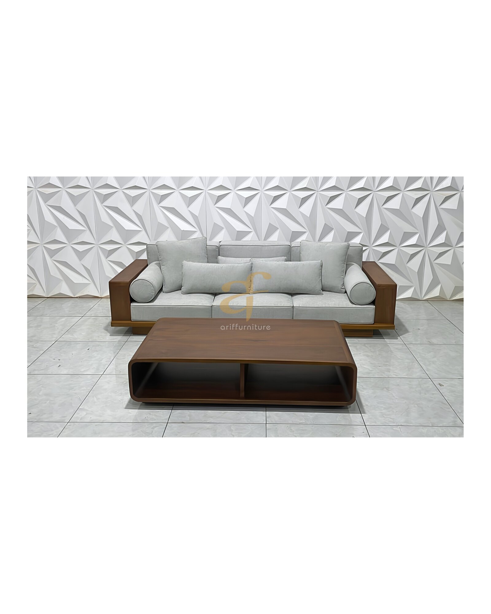 Set Bangku Sofa Kayu Jati Modern Design Minimalis 3 Dudukan - Gambar 5