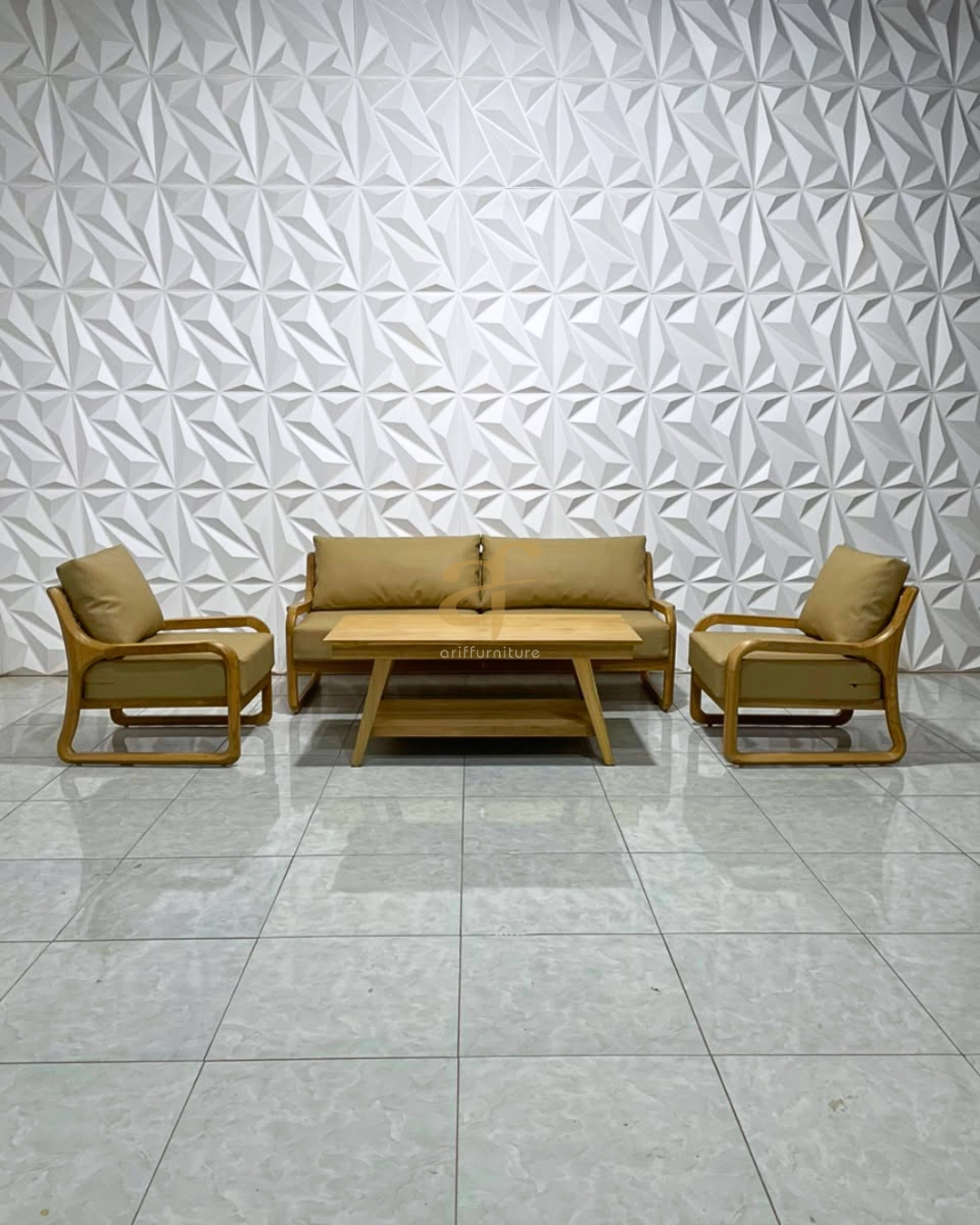 Set Sofa Mid Century Design Custom Kayu Jati Mix Rotan
