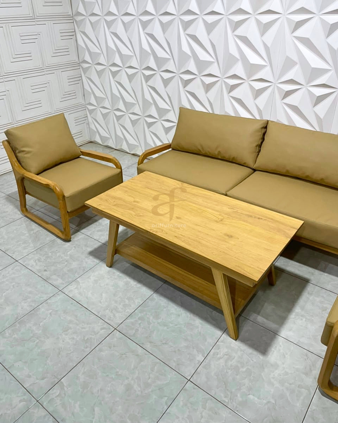 Set Sofa Mid Century Design Custom Kayu Jati Mix Rotan - Gambar 7