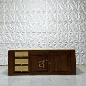 Sideboard Buffet Cabinet With Storage Teak Wood Top Marmer