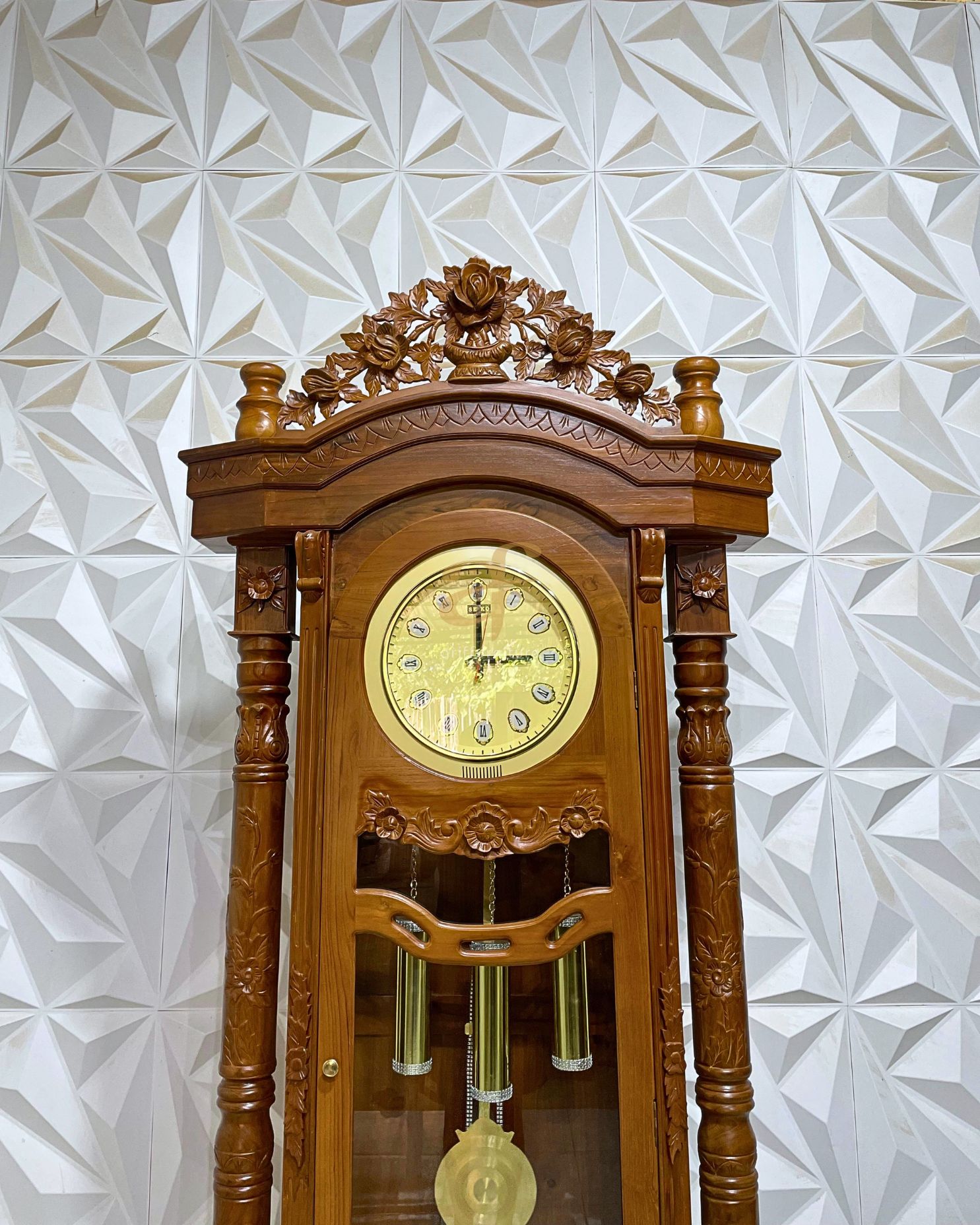 Jam Hias Kayu Jati Ukiran Mewah Furniture Jepara - Gambar 6