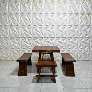 Set Kursi Meja Sate Minimalis Kayu Trembesi