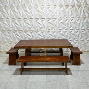 Set Kursi Meja Sate Minimalis Kayu Trembesi Panjang