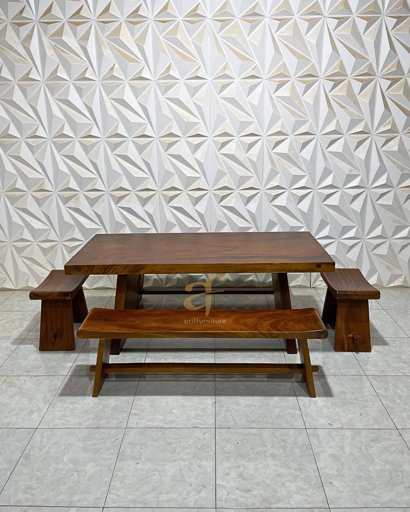 Set Kursi Meja Sate Minimalis Kayu Trembesi Panjang