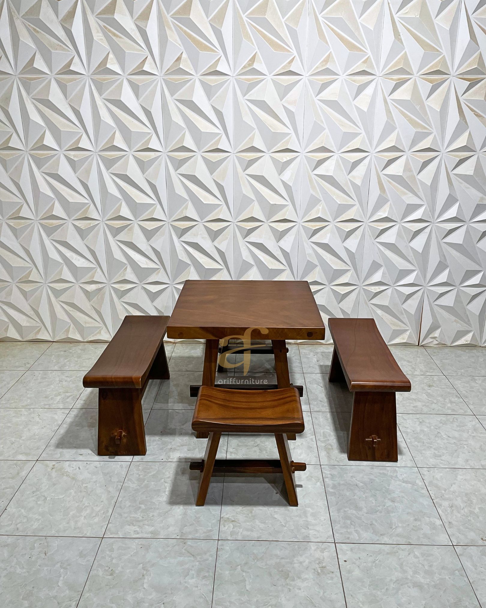 Set Kursi Meja Sate Minimalis Kayu Trembesi - Gambar 3