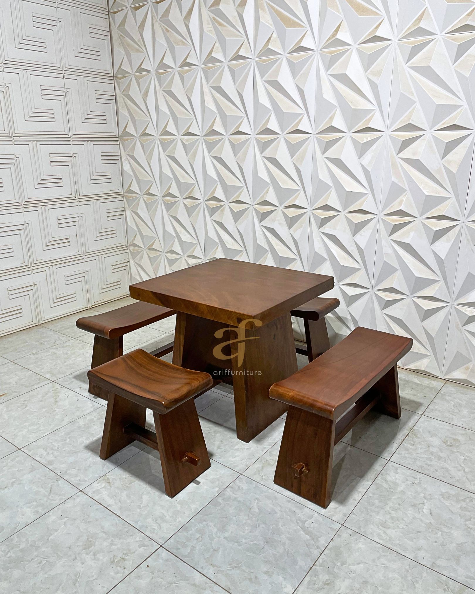 Set Kursi Meja Sate Minimalis Kayu Trembesi - Gambar 5