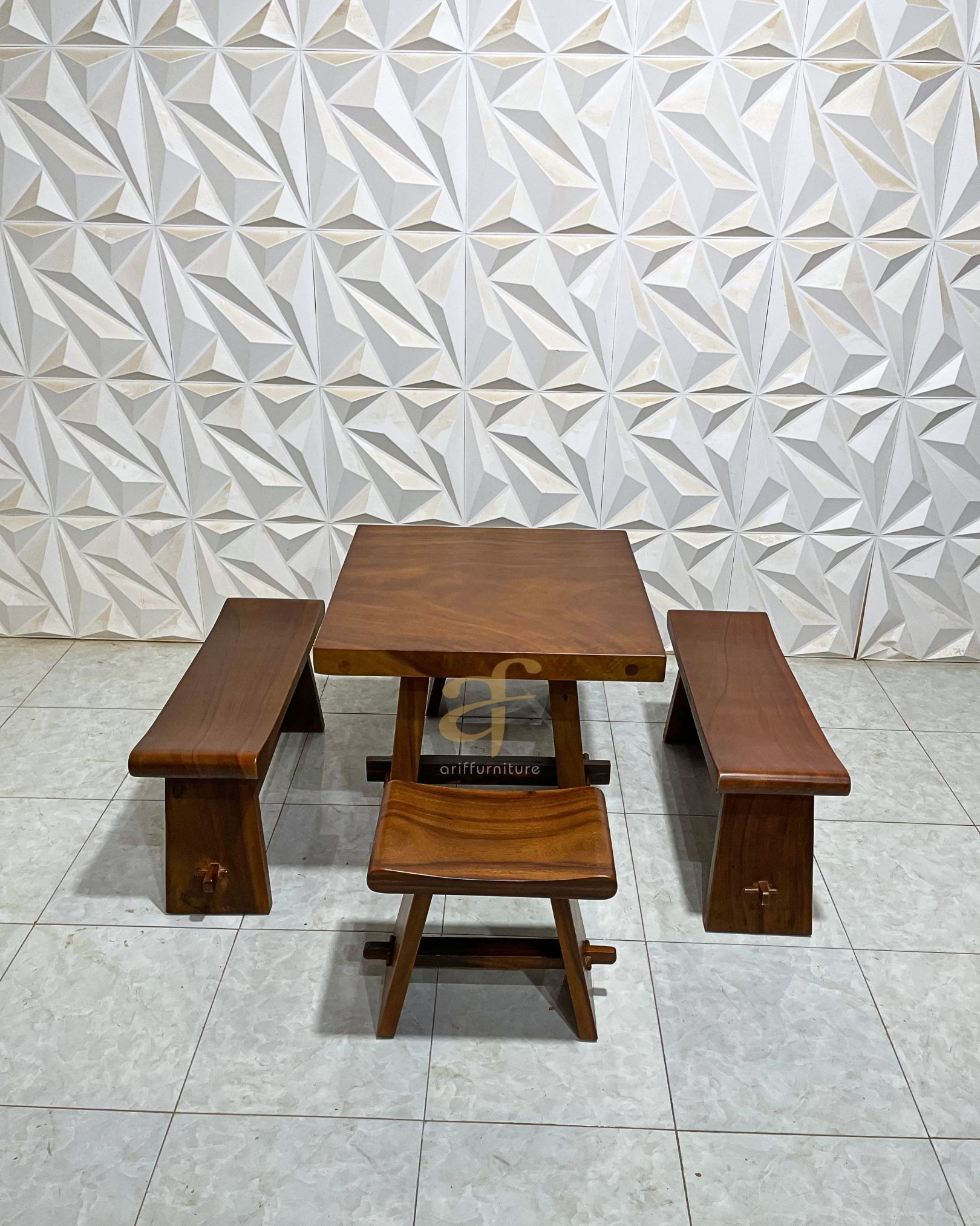 Set Kursi Meja Sate Minimalis Kayu Trembesi - Gambar 4