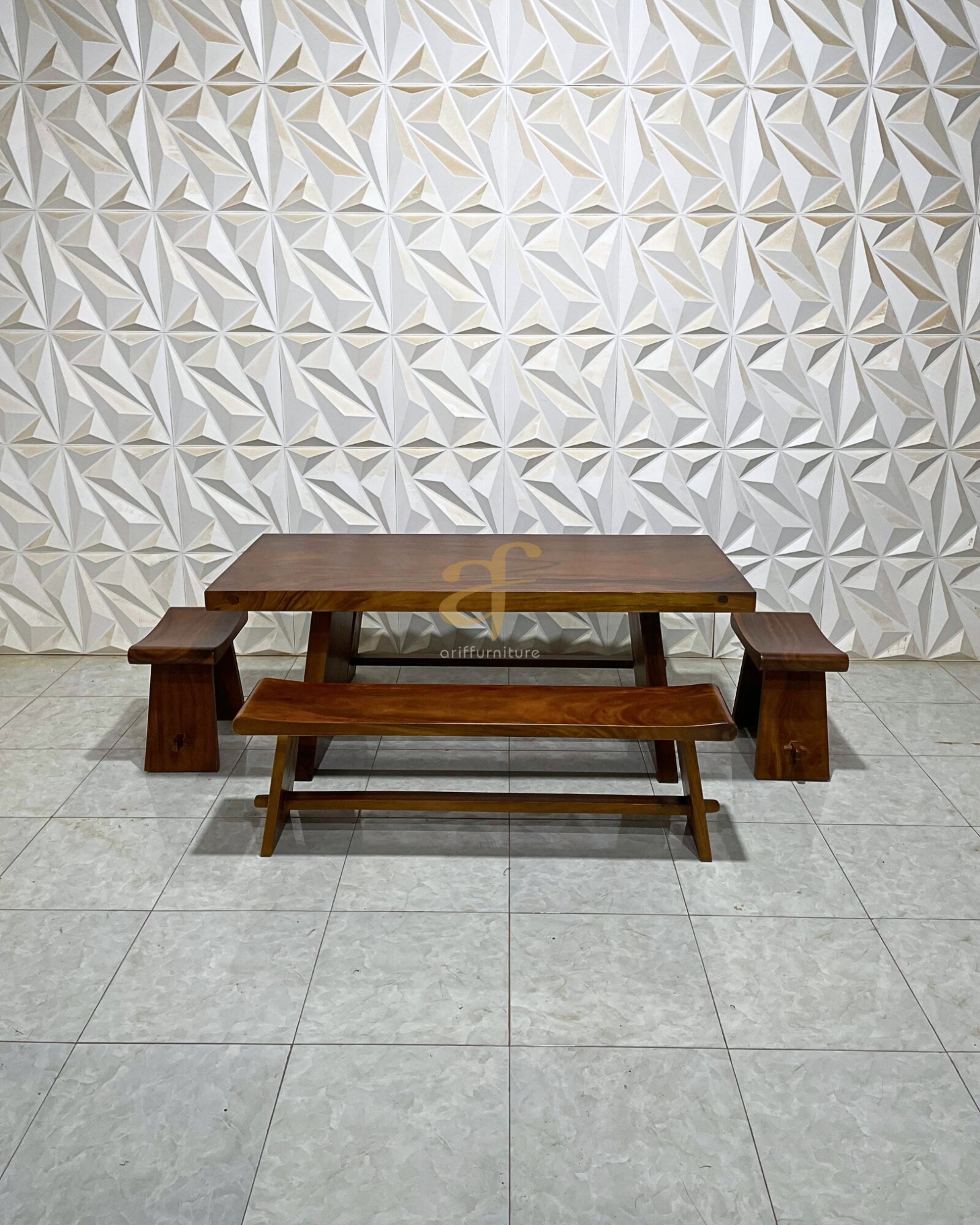 Set Kursi Meja Sate Minimalis Kayu Trembesi Panjang - Gambar 2