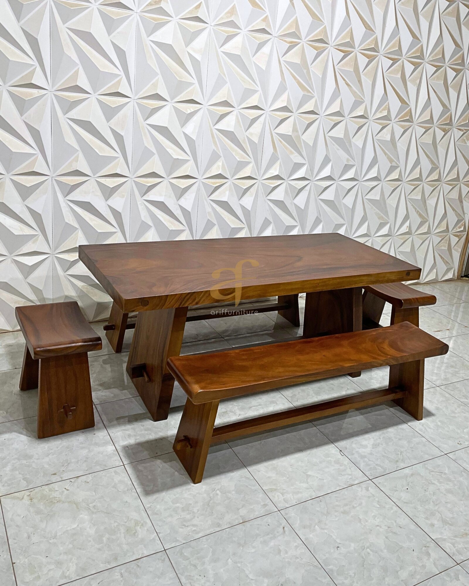 Set Kursi Meja Sate Minimalis Kayu Trembesi Panjang - Gambar 6