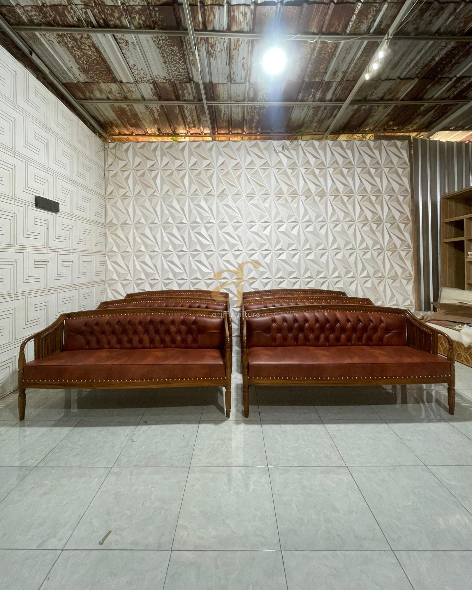 Sofa Oscar Vintage Bangku Tamu Kayu Jati Custom - Gambar 4