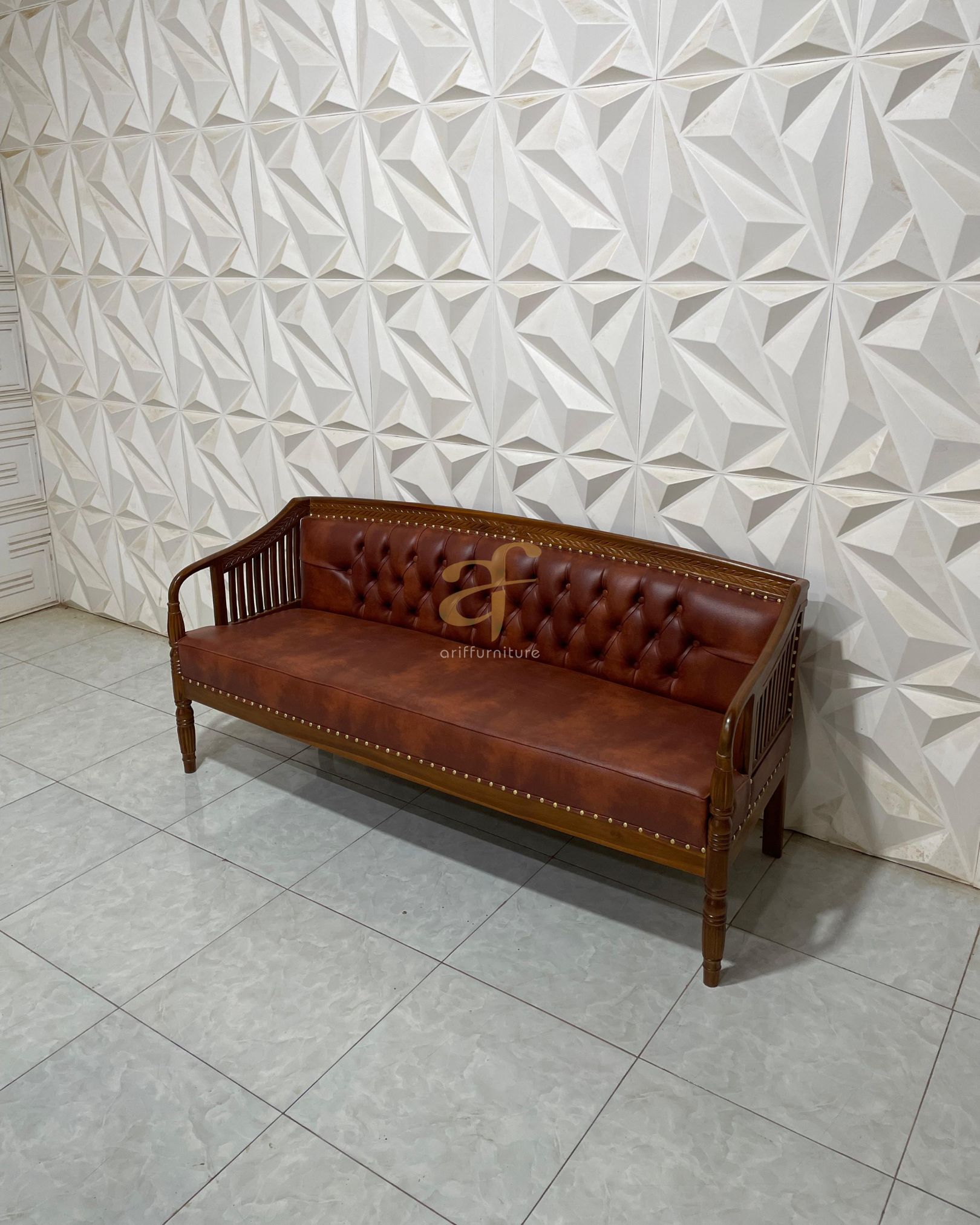 Sofa Oscar Vintage Bangku Tamu Kayu Jati Custom - Gambar 2