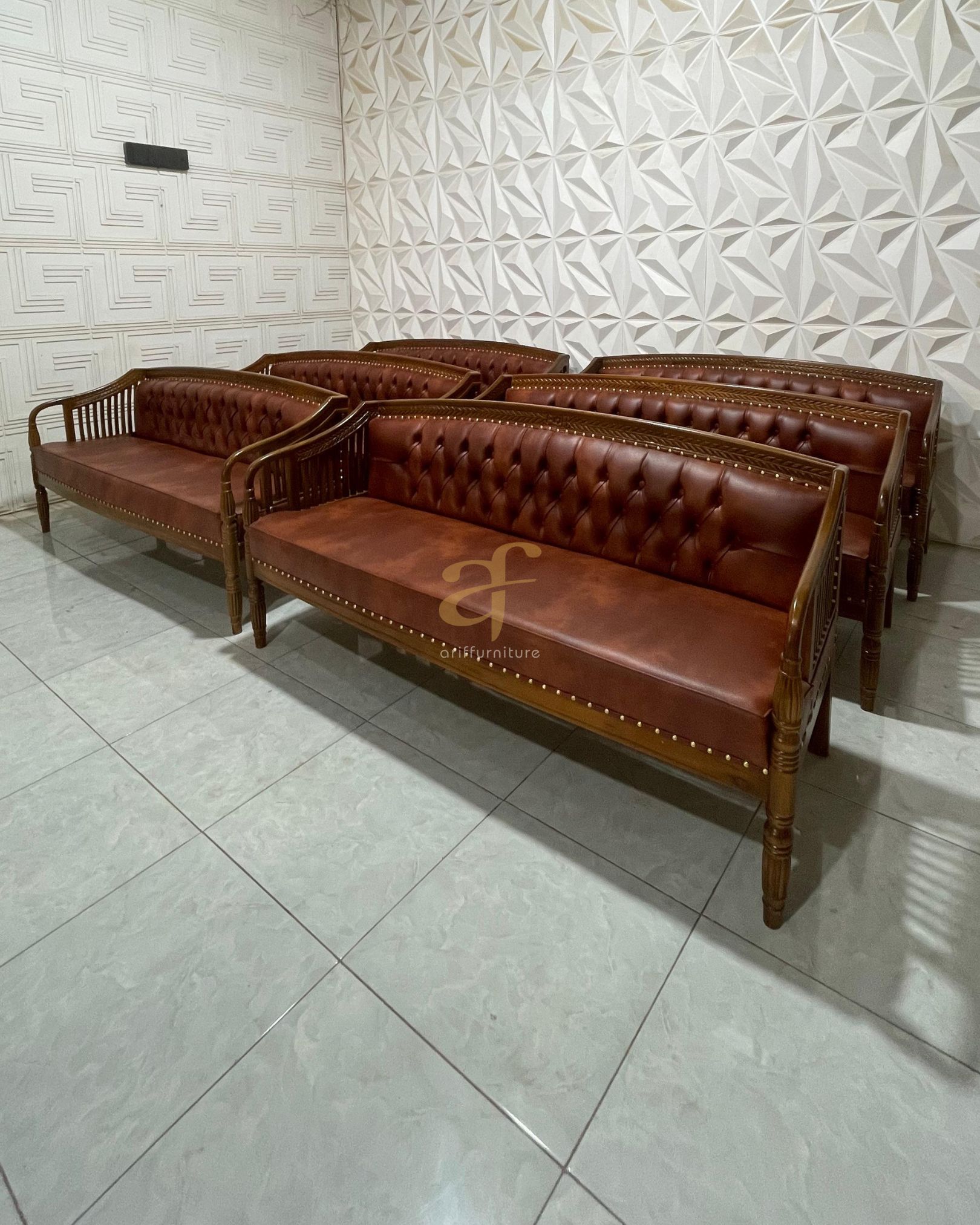 Sofa Oscar Vintage Bangku Tamu Kayu Jati Custom - Gambar 3